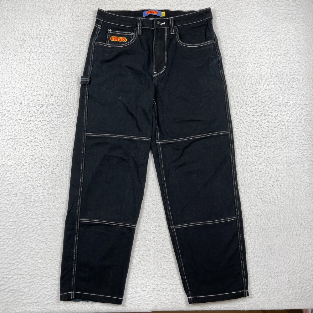 Empyre Skate Pants Mens 30x27 Black Loose Contrast Stitch Carpenter Streetwear